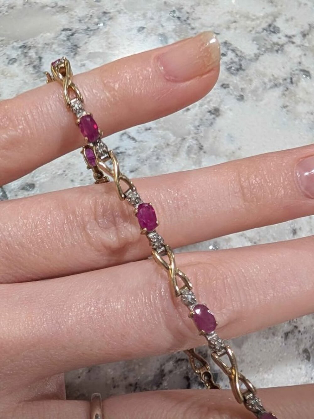 Vintage 10k Ruby & Diamond Bracelet
